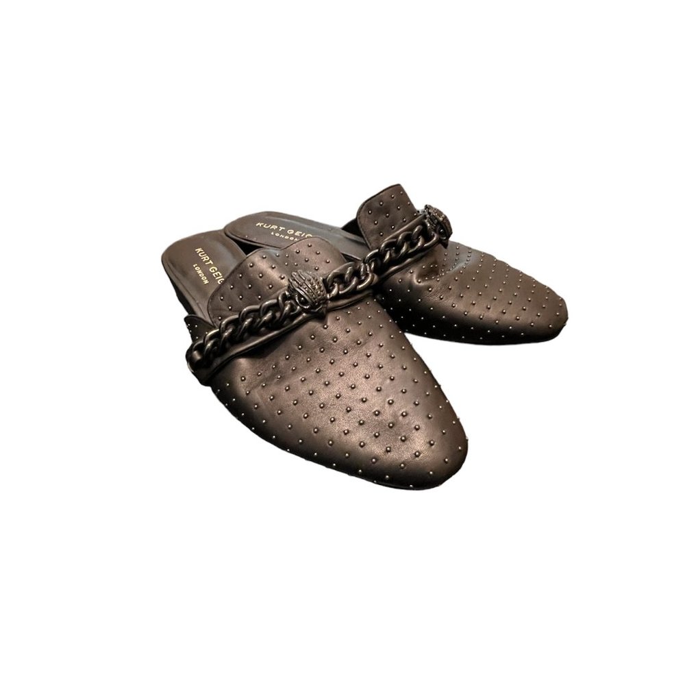 Kurt Geiger London black Chelsea studded leather flat mules - Picture 3 of 12